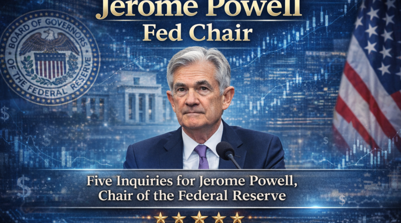 Jerome Powell Fed Chair: Five Inquiries for Jerome Powell, Chair of the Federal Reserve
