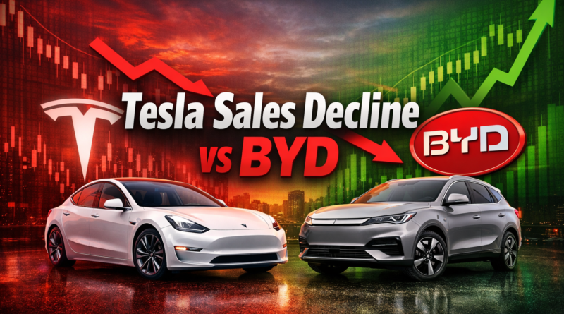 Tesla Sales Decline vs BYD as China’s Automaker Overtakes Global EV Market