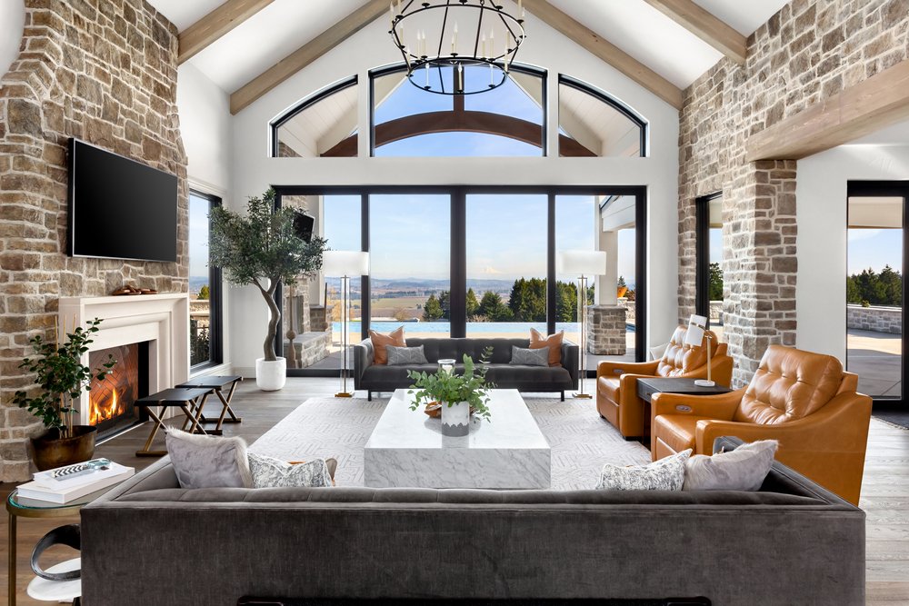 luxury home features floor to ceiling windows