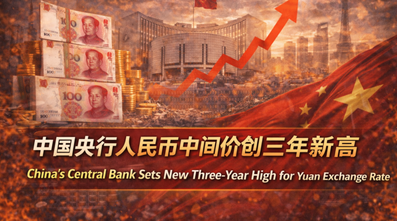 中国央行人民币中间价创三年新高