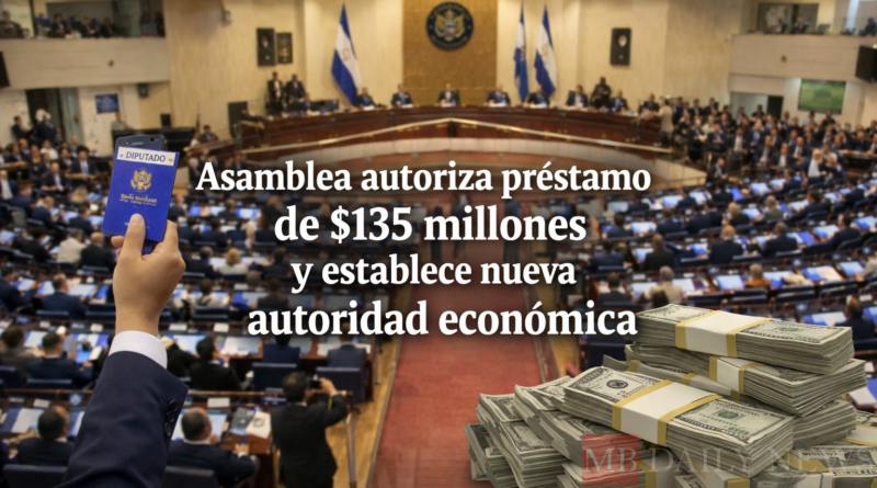 Asamblea autoriza préstamo de $135 millones y establece nueva autoridad económica