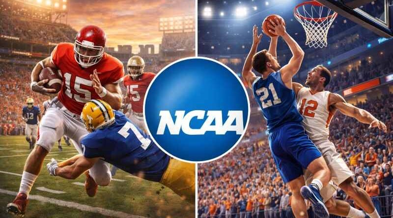 NCAA college football and basketball