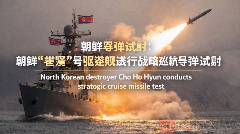 朝鲜导弹试射：朝鲜“崔贤”号驱逐舰进行战略巡航导弹试射