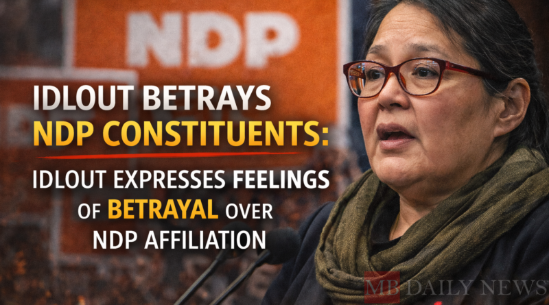 Idlout betrayal NDP constituents: Idlout Expresses Feelings of Betrayal Over NDP Affiliation