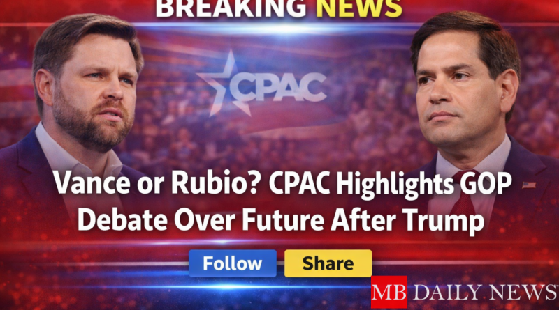 CPAC highlights a growing Republican divide as Vance and Rubio emerge as key figures shaping the GOP’s future after Trump.
