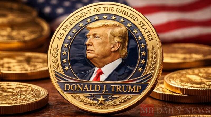 Commemorative coin featuring President Trump