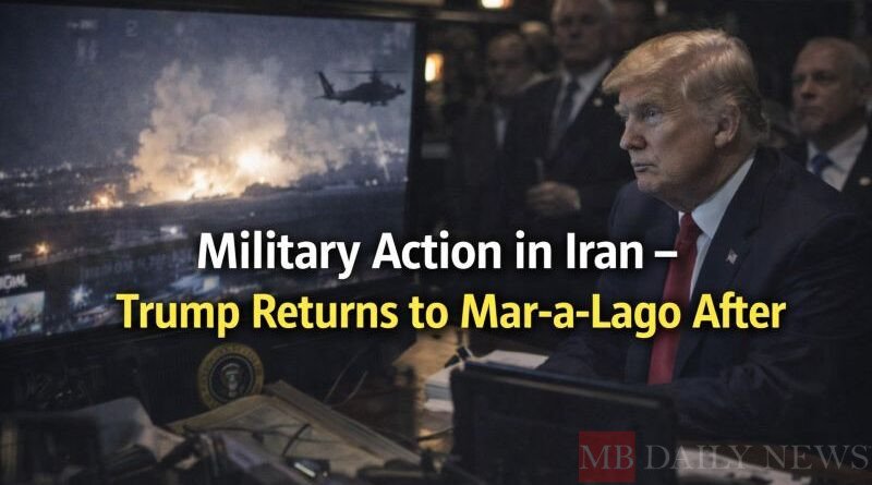 President Trump Returns To Mar-A-Lago Following Military Action In Iran