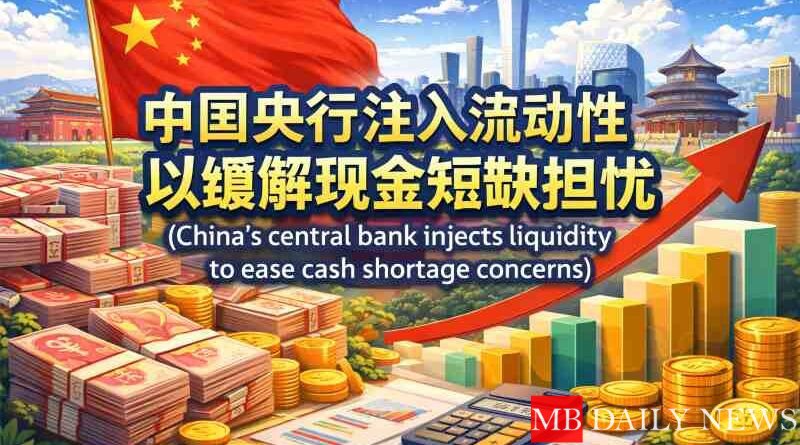 中国央行注入流动性以缓解现金短缺担忧