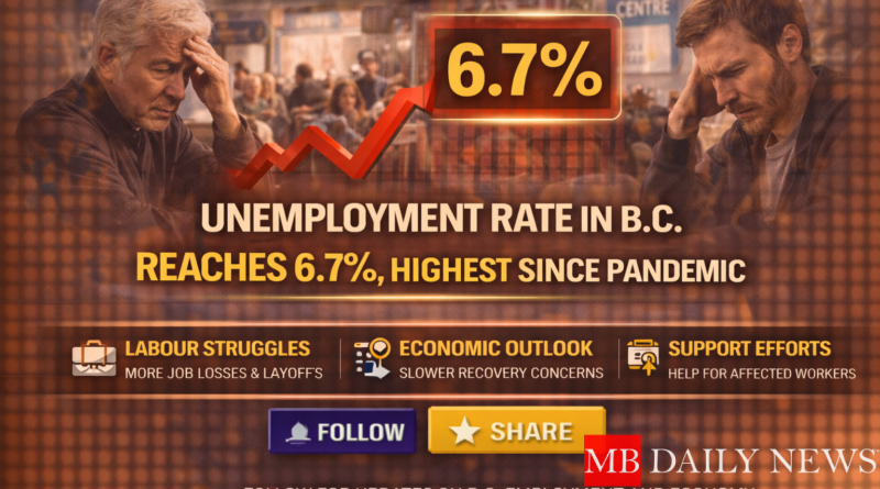 B.C. unemployment rate: Unemployment Rate in B.C. Reaches 6.7%, Highest Since Pandemic