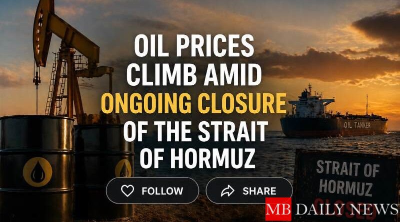 Oil Prices Climb Amid Ongoing Closure of the Strait of Hormuz