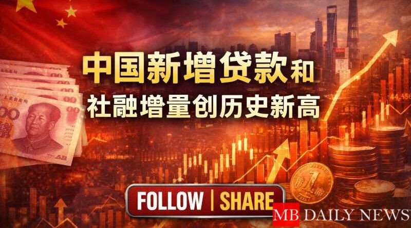 中国新增贷款和社融增量创历史新高