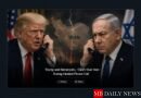 genera una imagen para el tema: Trump and Netanyahu Clash Over Iran During Heated Phone Call, que este en el medio con letras reducidas y con follow y share como botones tambien reducidos