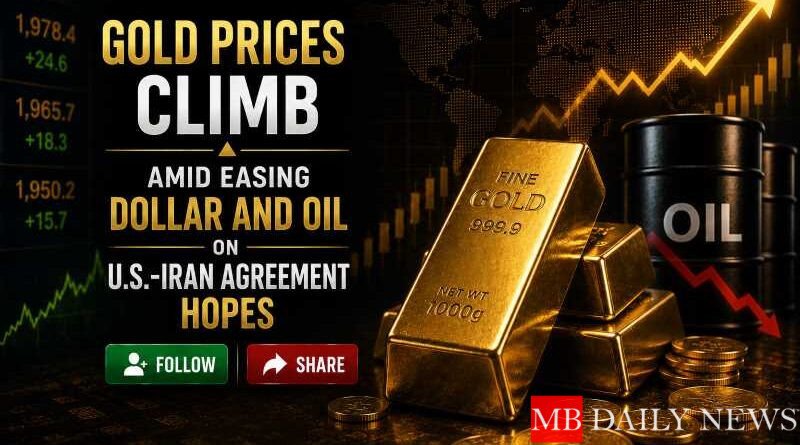 Gold Prices Climb Amid Easing Dollar and Oil on U.S.-Iran Agreement Hopes
