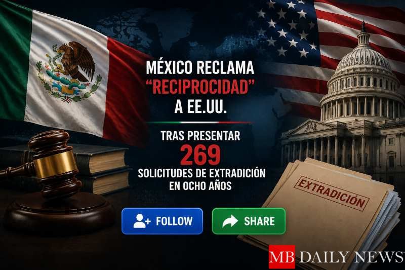 México reclama “reciprocidad” a EE.UU. tras presentar 269 solicitudes de extradición en ocho años