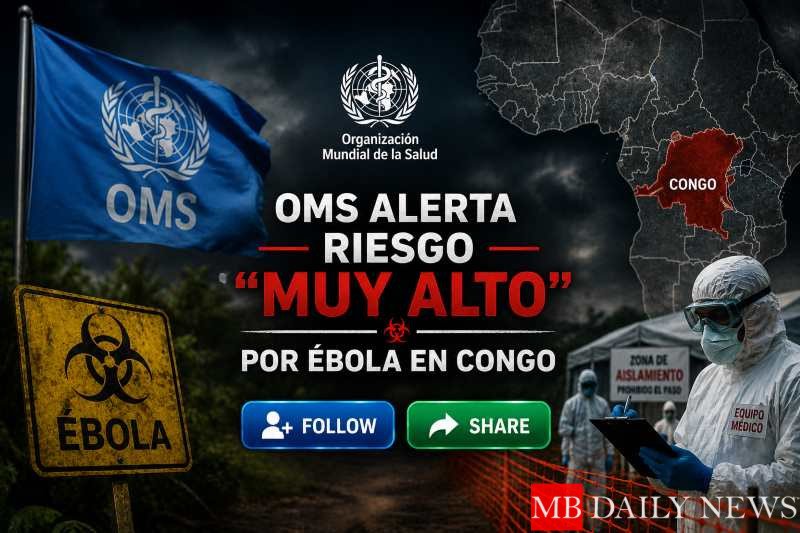 OMS alerta riesgo “muy alto” por ébola en Congo
