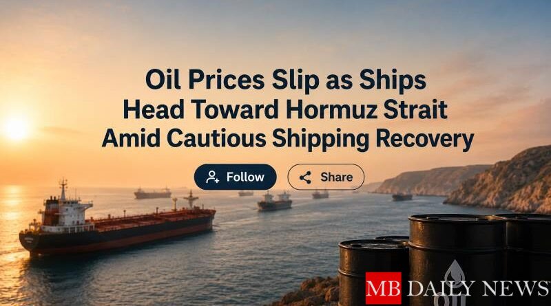 Oil Prices Slip as Ships Head Toward Hormuz Strait Amid Cautious Shipping Recovery