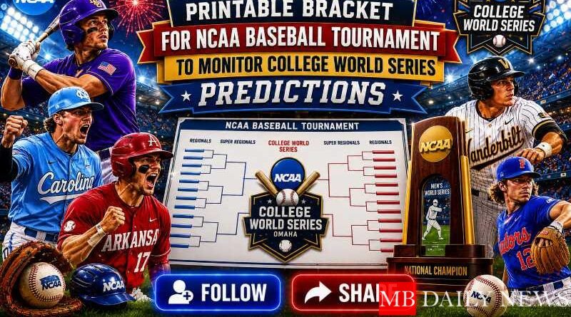 Printable Bracket for NCAA Baseball Tournament to Monitor College World Series Predictions