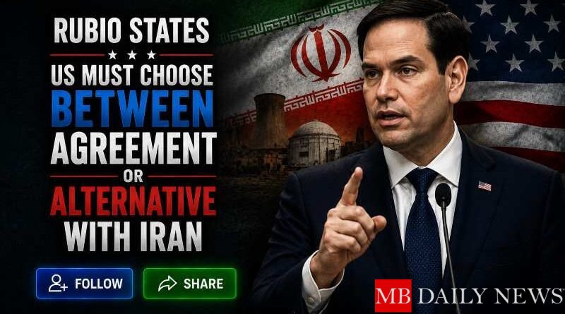 Rubio States US Must Choose Between Agreement or Alternative with Iran