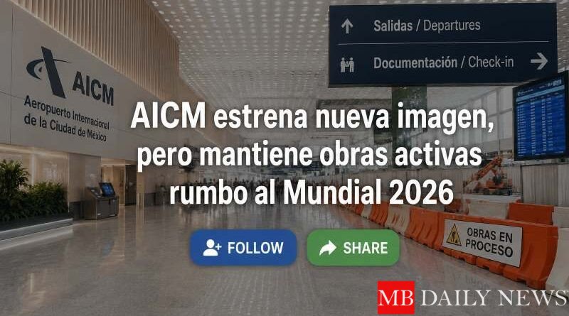 AICM estrena nueva imagen, pero mantiene obras activas rumbo al Mundial 2026