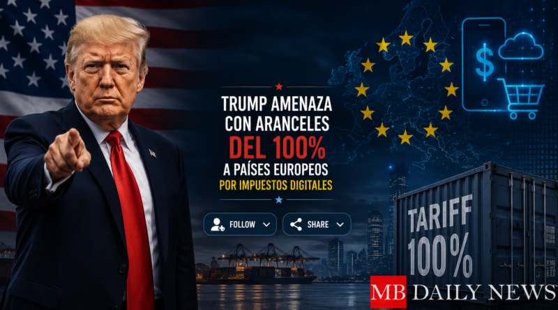 Trump amenaza con aranceles del 100% a países europeos por impuestos digitales
