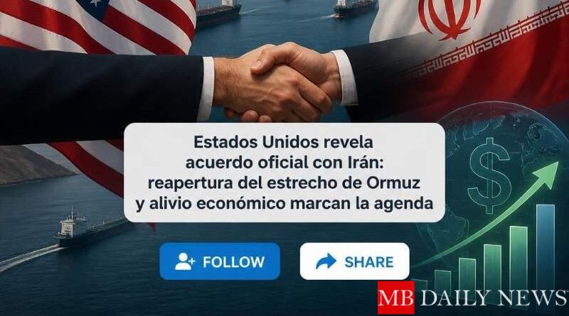 Estados Unidos revela acuerdo oficial con Irán: reapertura del estrecho de Ormuz y alivio económico marcan la agenda