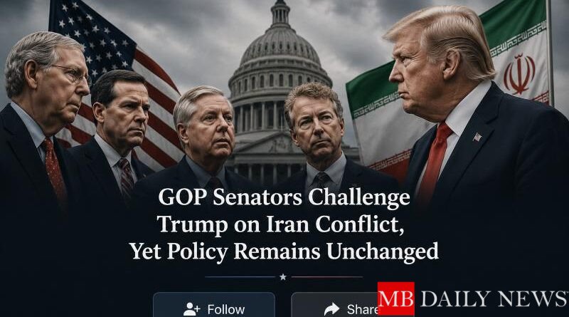GOP Senators Challenge Trump on Iran Conflict, Yet Policy Remains Unchanged