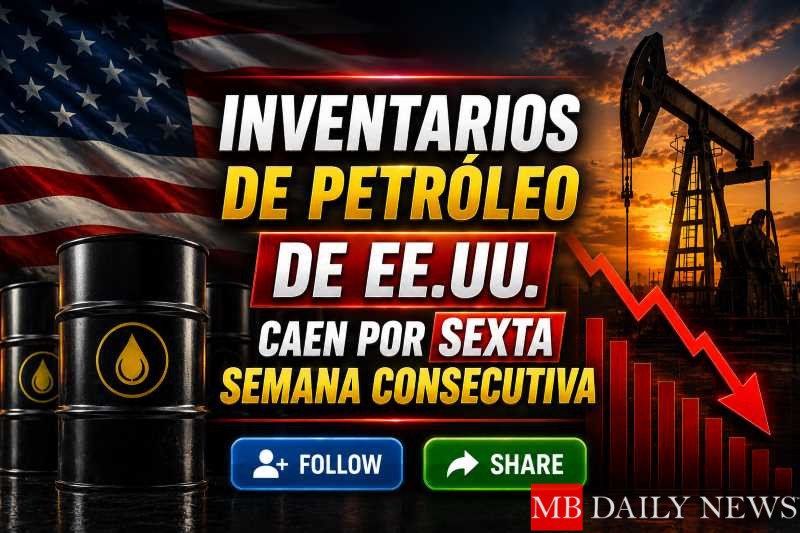 Inventarios de petróleo de EE.UU. caen por sexta semana consecutiva
