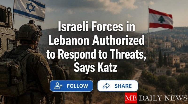 Israeli Forces in Lebanon Authorized to Respond to Threats, Says Katz