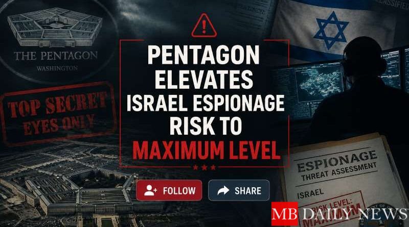 Pentagon Elevates Israel Espionage Risk to Maximum Level