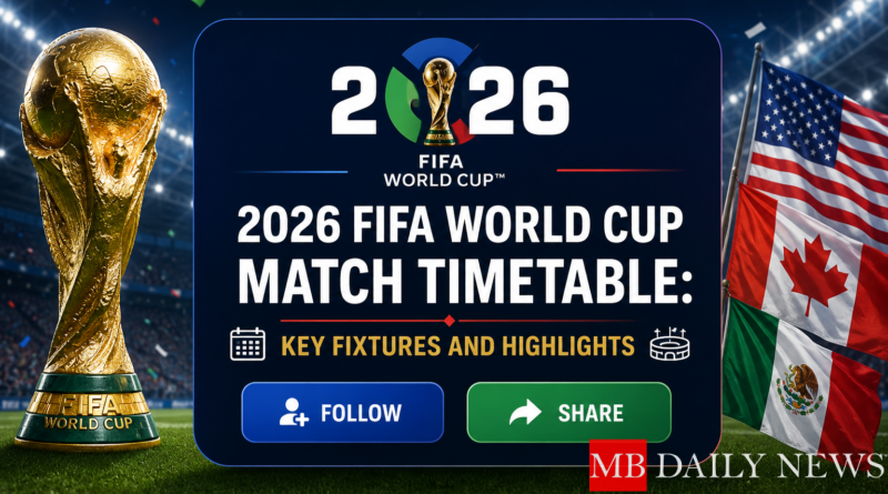 2026 FIFA World Cup Match Timetable: Key Fixtures and Highlights