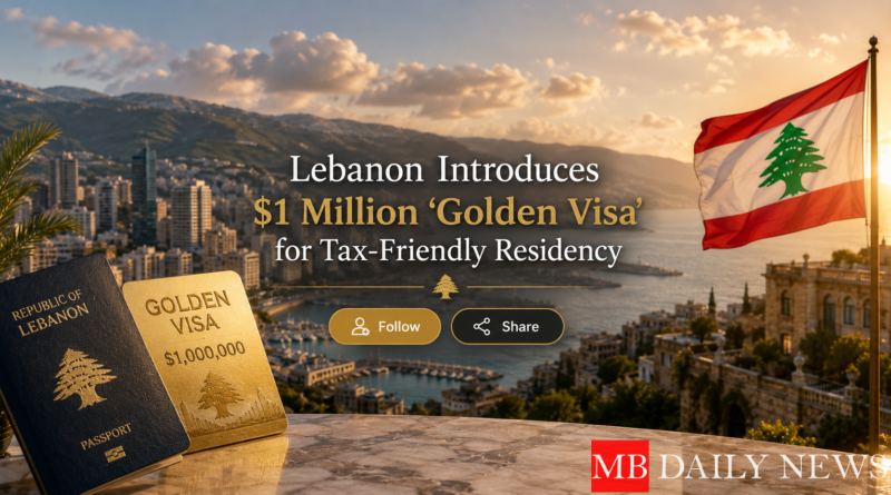 Lebanon Introduces $1 Million 'Golden Visa' for Tax-Friendly Residency
