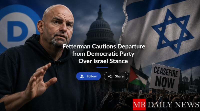 Fetterman Cautions Departure from Democratic Party Over Israel Stance