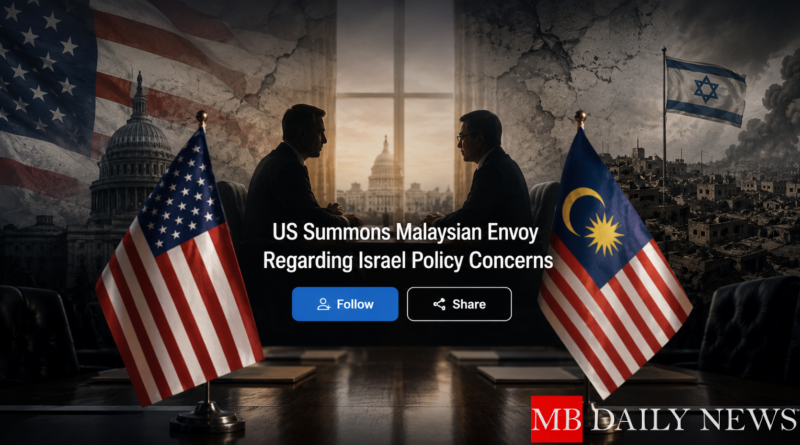 US Summons Malaysian Envoy Regarding Israel Policy Concerns