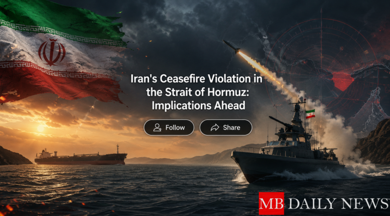 Iran Ceasefire Violation: Recent developments indicate that Iran has violated the ceasefire in the Strait of Hormuz.