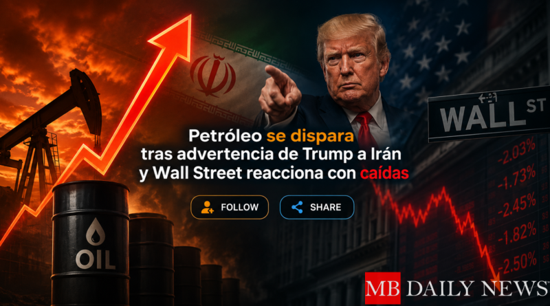 Petróleo se dispara tras advertencia de Trump a Irán y Wall Street reacciona con caídas