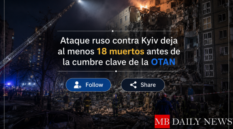 Ataque ruso contra Kyiv deja al menos 18 muertos antes de la cumbre clave de la OTAN