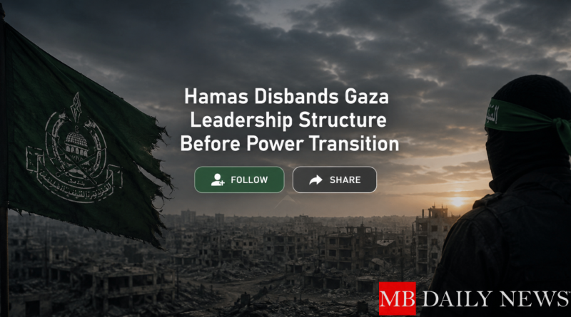 Hamas Disbands Gaza Leadership Structure Before Power Transition