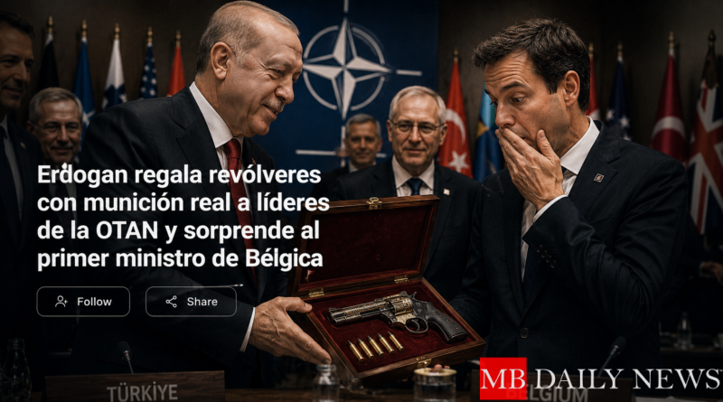Erdogan regala revólveres con munición real a líderes de la OTAN y sorprende al primer ministro de Bélgica