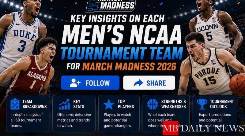 Key Insights on Each Men's NCAA Tournament Team for March Madness 2026