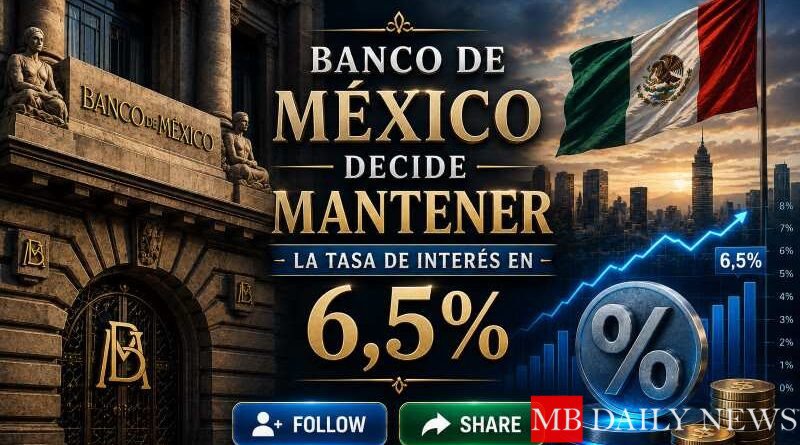 Banco de México decide mantener la tasa de interés en 6,5%